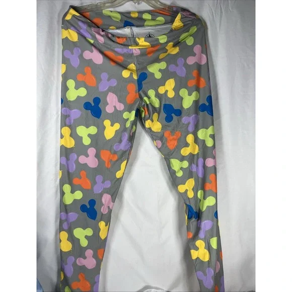 Disney Parks Mickey Balloons Women's Leggings Gray size Large Stretch Pants - Picture 1 of 15